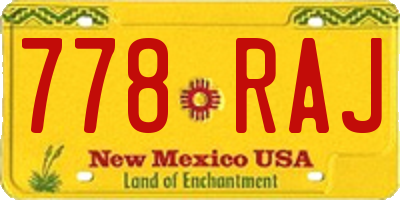 NM license plate 778RAJ