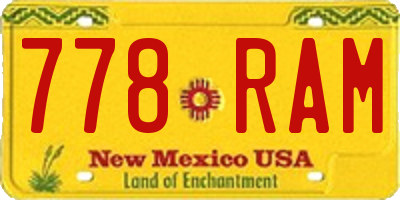 NM license plate 778RAM