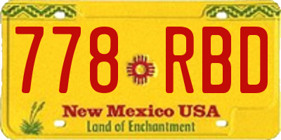 NM license plate 778RBD