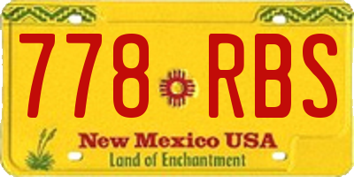 NM license plate 778RBS