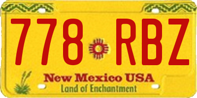NM license plate 778RBZ