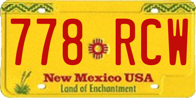 NM license plate 778RCW