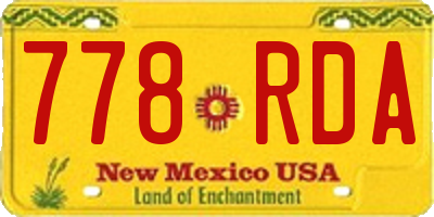 NM license plate 778RDA