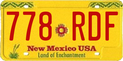 NM license plate 778RDF