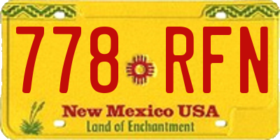 NM license plate 778RFN