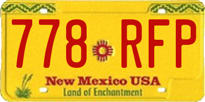 NM license plate 778RFP