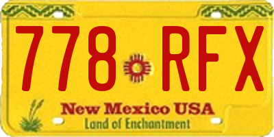 NM license plate 778RFX