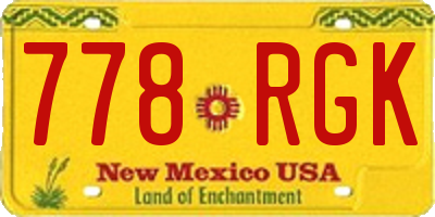 NM license plate 778RGK
