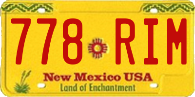 NM license plate 778RIM