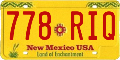 NM license plate 778RIQ
