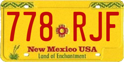 NM license plate 778RJF