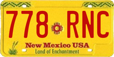 NM license plate 778RNC