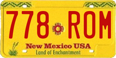 NM license plate 778ROM
