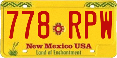 NM license plate 778RPW
