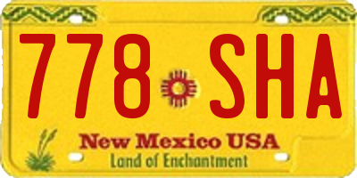 NM license plate 778SHA
