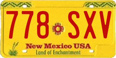 NM license plate 778SXV