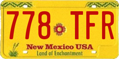 NM license plate 778TFR