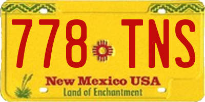 NM license plate 778TNS