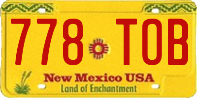 NM license plate 778TOB