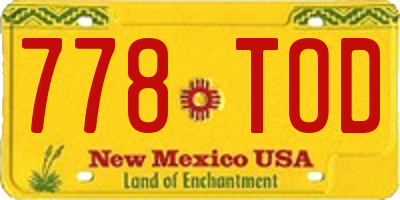 NM license plate 778TOD