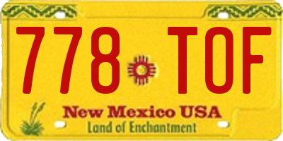NM license plate 778TOF