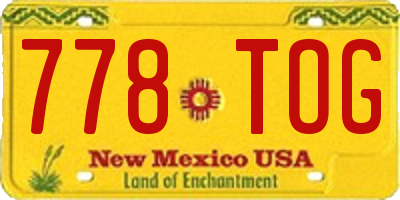NM license plate 778TOG