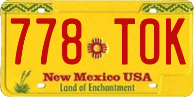 NM license plate 778TOK