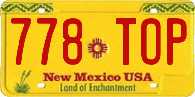 NM license plate 778TOP