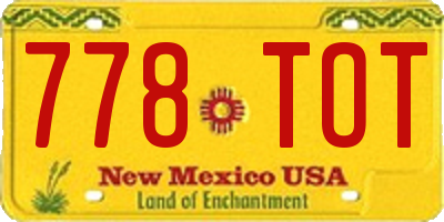 NM license plate 778TOT