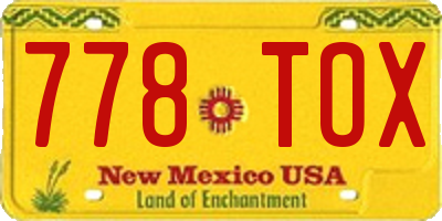 NM license plate 778TOX