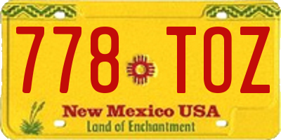 NM license plate 778TOZ