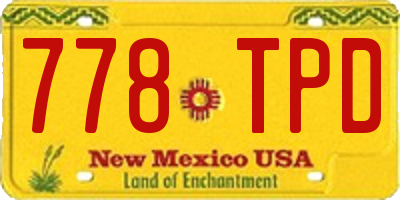 NM license plate 778TPD