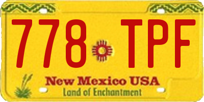 NM license plate 778TPF