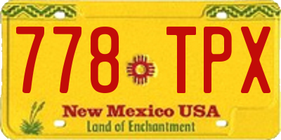 NM license plate 778TPX
