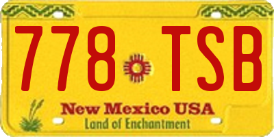 NM license plate 778TSB