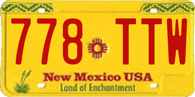 NM license plate 778TTW