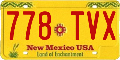 NM license plate 778TVX