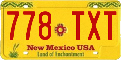 NM license plate 778TXT