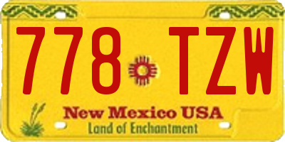 NM license plate 778TZW