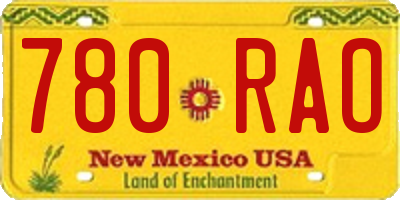 NM license plate 780RAO