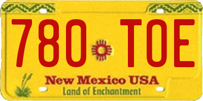 NM license plate 780TOE