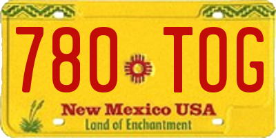 NM license plate 780TOG