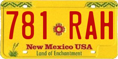 NM license plate 781RAH