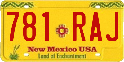 NM license plate 781RAJ