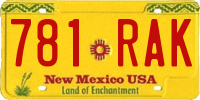 NM license plate 781RAK