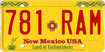 NM license plate 781RAM