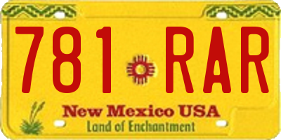 NM license plate 781RAR
