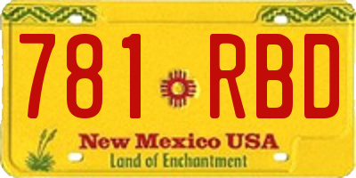 NM license plate 781RBD