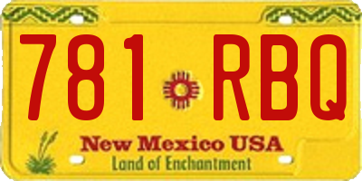NM license plate 781RBQ