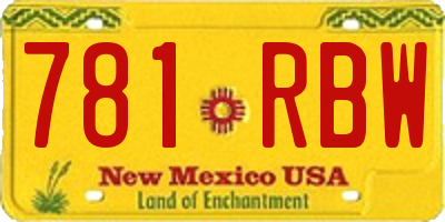 NM license plate 781RBW